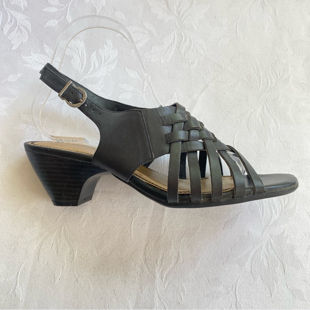 Naturalizer Black Leather Woven Sandals Size 7.5 - Picture 2 of 12